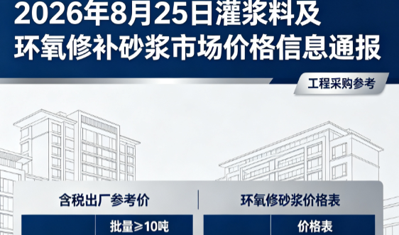 合浦2026年8月25日灌浆料及环氧修补砂浆市场价格信息通报